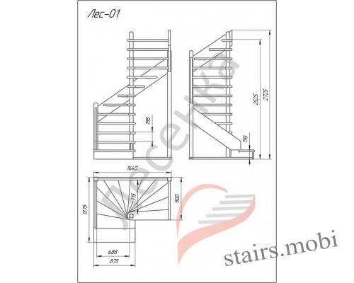 ЛЕС-01-У вид2 чертеж stairs.mobi